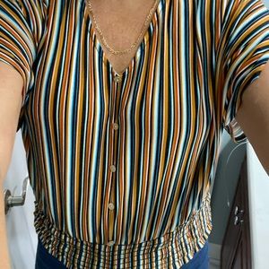 Trendy Is striped shirred shirt, Sz XL